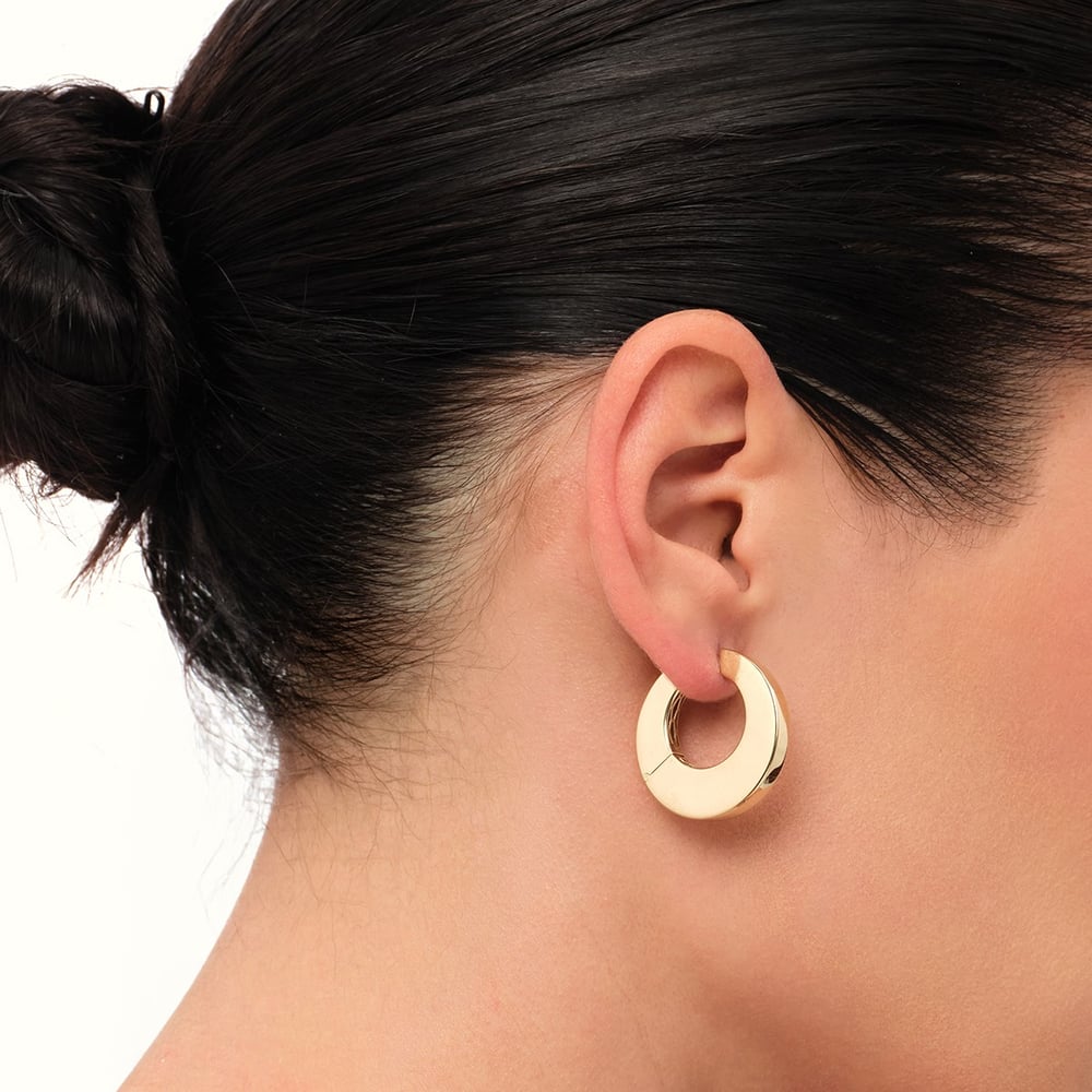 14 Ayar Modern Oval Taşsız Küpe