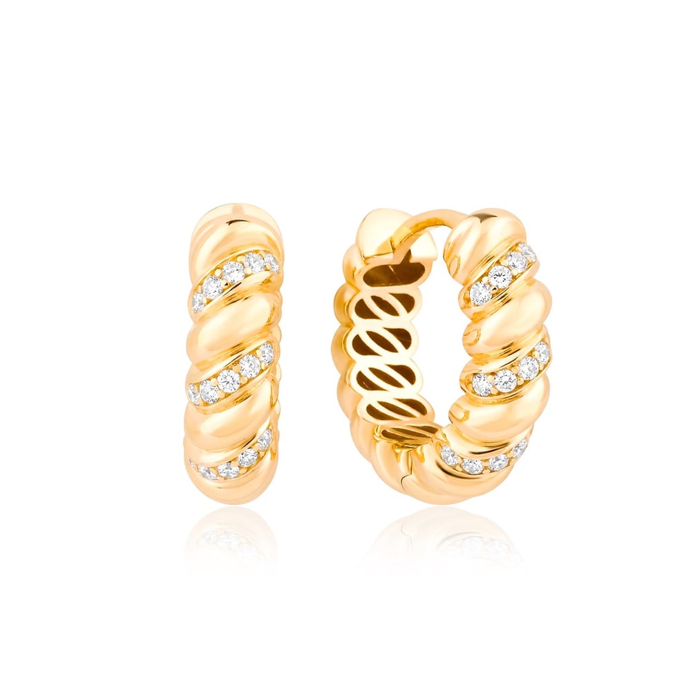 14 Ayar Twist Diamond Taşlı Küpe