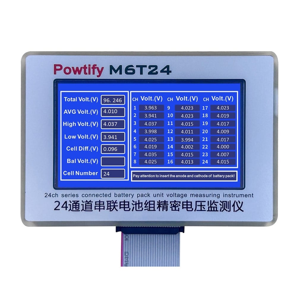 POWTİFY M6T24 EKRANI KASALI  24S KANALLI YÜKSEK HASSASİYETLİ LİTYUM BATARYA GERÇEK ZAMANLI VOLTAJ ANALİZÖRÜ