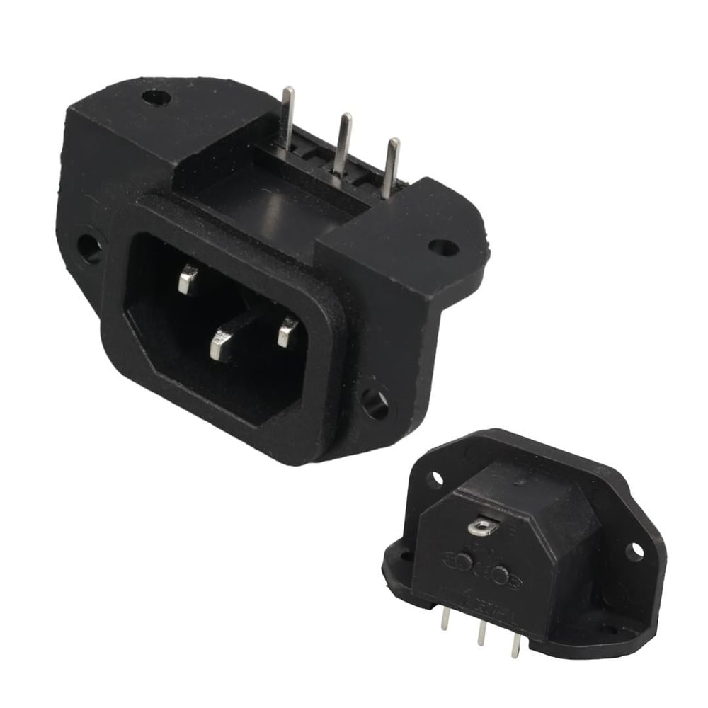 C14 POWER SOKET ERKEK KULAKLI 90 Derece PCB Tipi