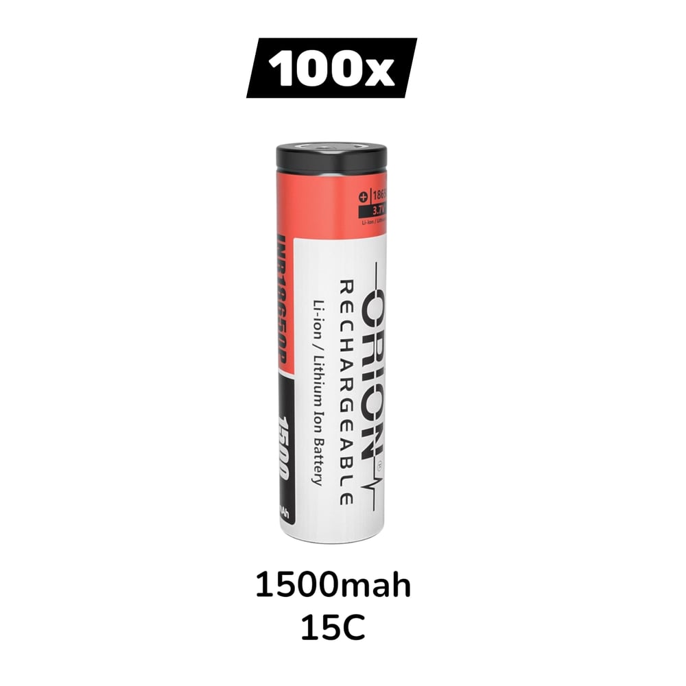 100 Adet Orion 18650P 3.7V 1500 mAh 15C Şarj Edilebilir Li-ion Pil