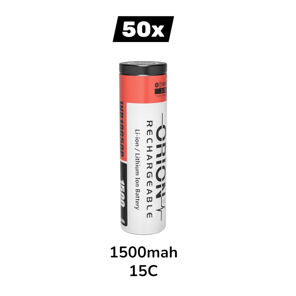 50 Adet Orion 18650P 3.7V 1500 mAh 15C Şarj Edilebilir Li-ion Pil