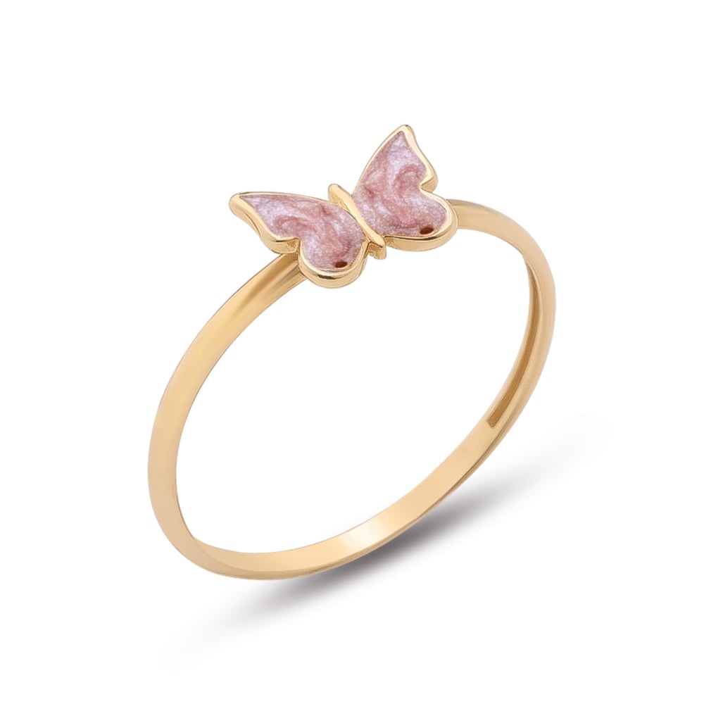 Pembe Mineli Kelebek Yüzük