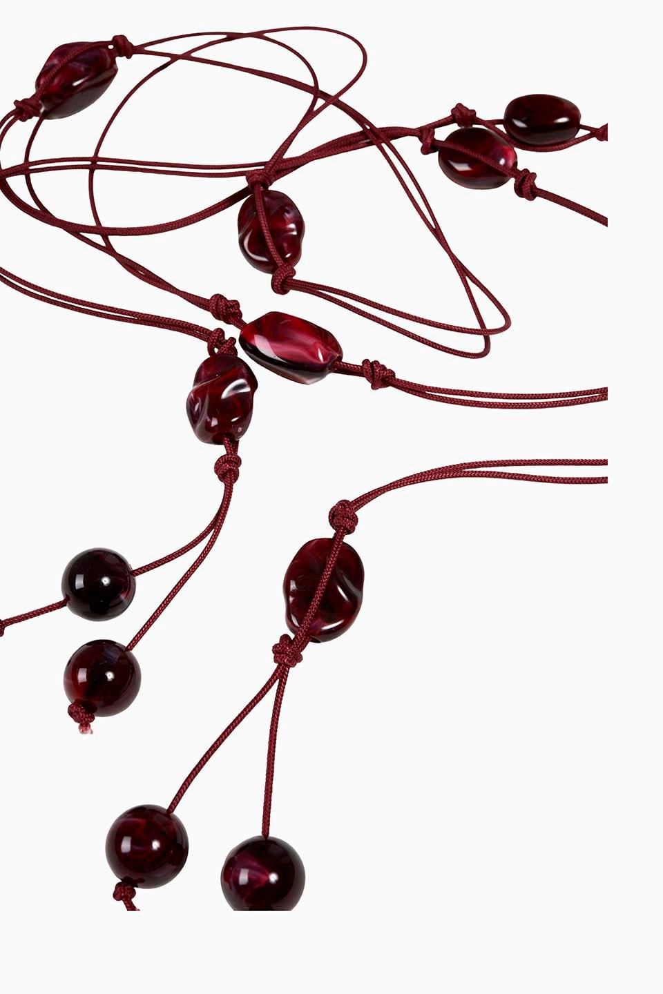 BOHO BONCUK ÖRGÜLÜ KEMER - Bordo