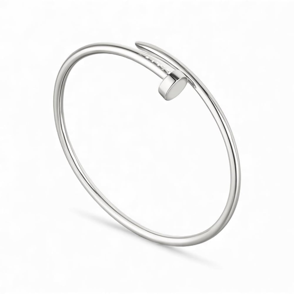  Damgalı Silver Çelik Çivi Model Bileklik (İnce)
