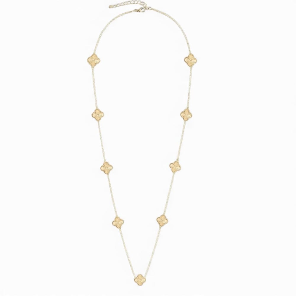 100cm Dokuzlu Gold Yonca Kolye
