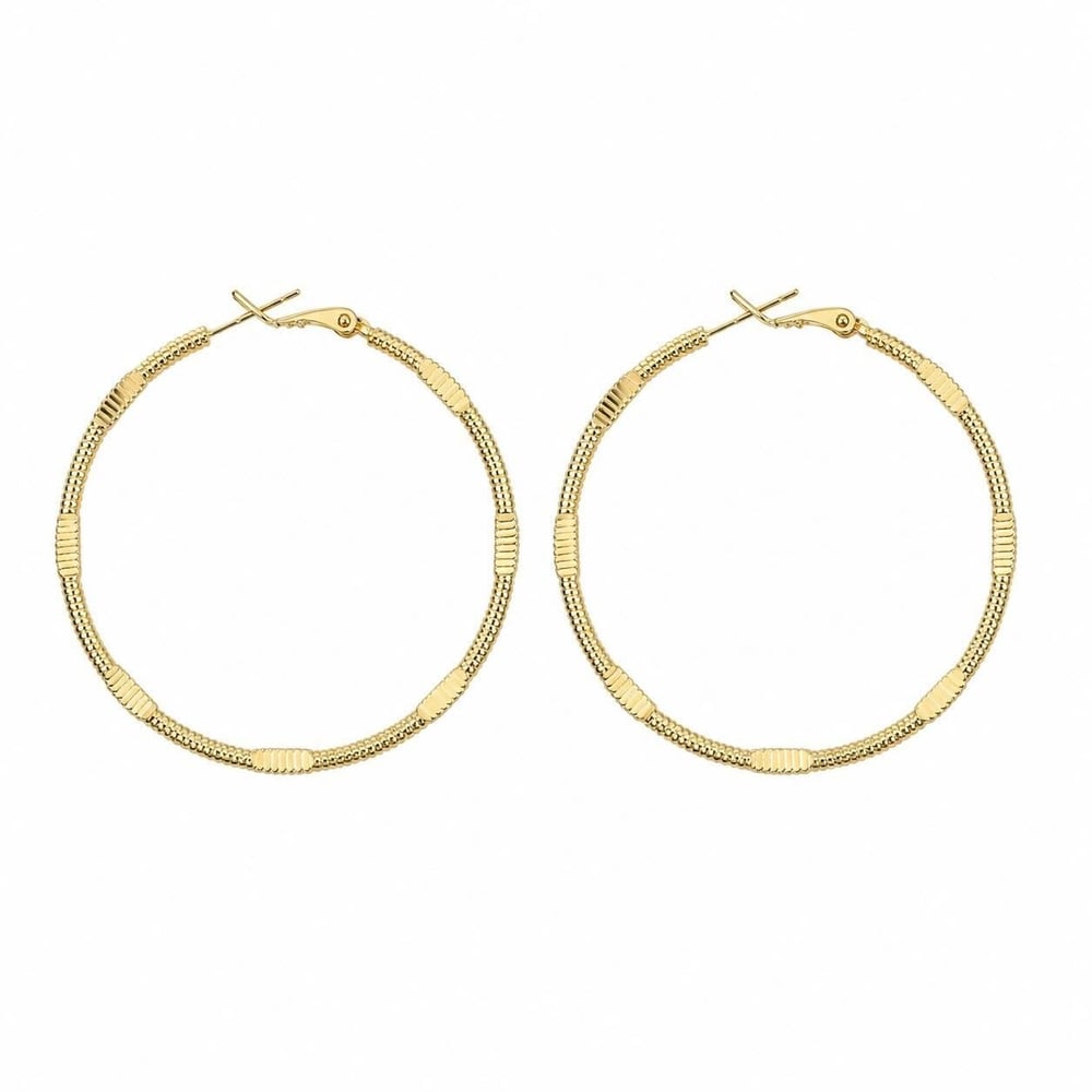 14k Altın Kaplama Halka Küpe - 4 cm