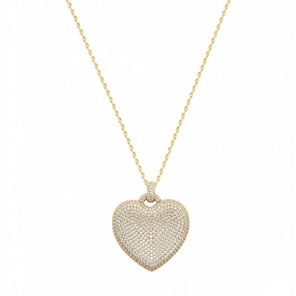 14k Diamond Heart Kolye
