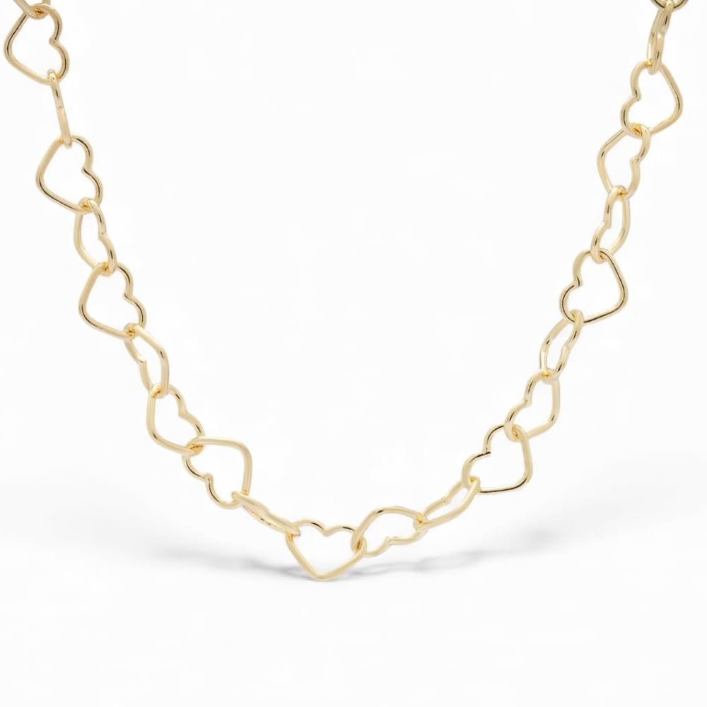 14k Gold Bağlantılı Kalpler Kolye (42 cm)