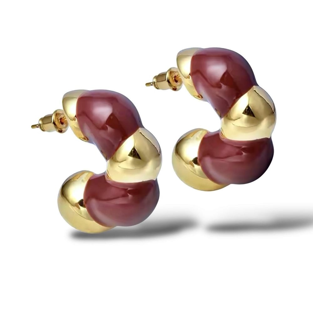 Altın Kaplama Bordo Gold C Halka Küpe