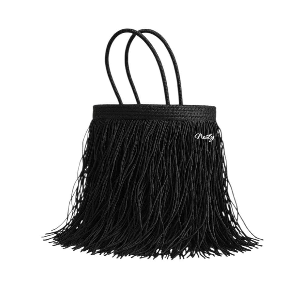 Fringe Breeze – Siyah Hasır Çanta