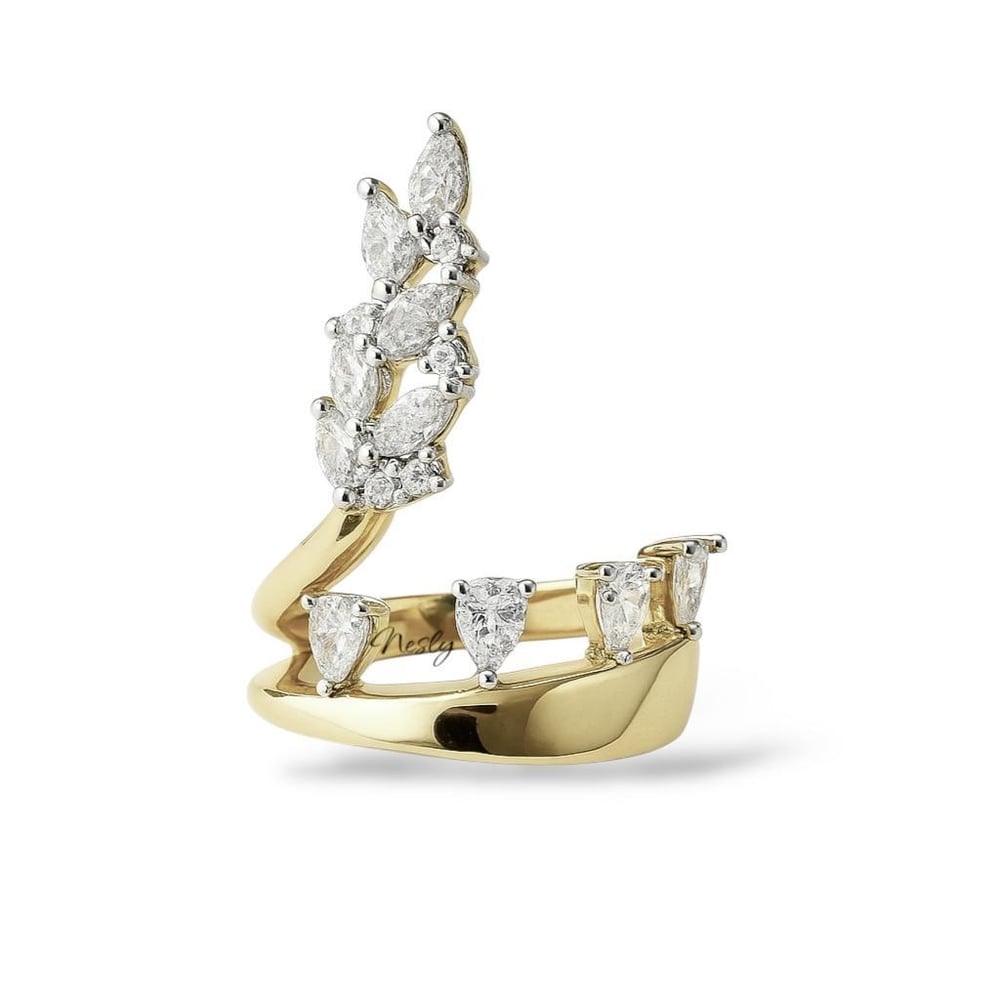 Nesly 14K Gold Ice Leaf Yüzük