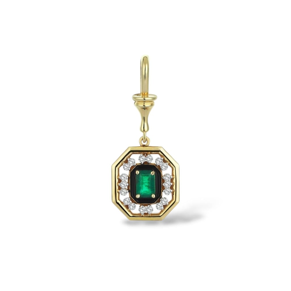 Yeşil Taşlı 14 Ayar Gold Kaplama Kolye Ucu Charm