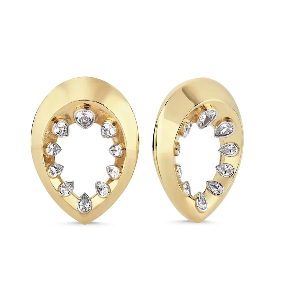 Aura Damla Taşlı Gold Küpe