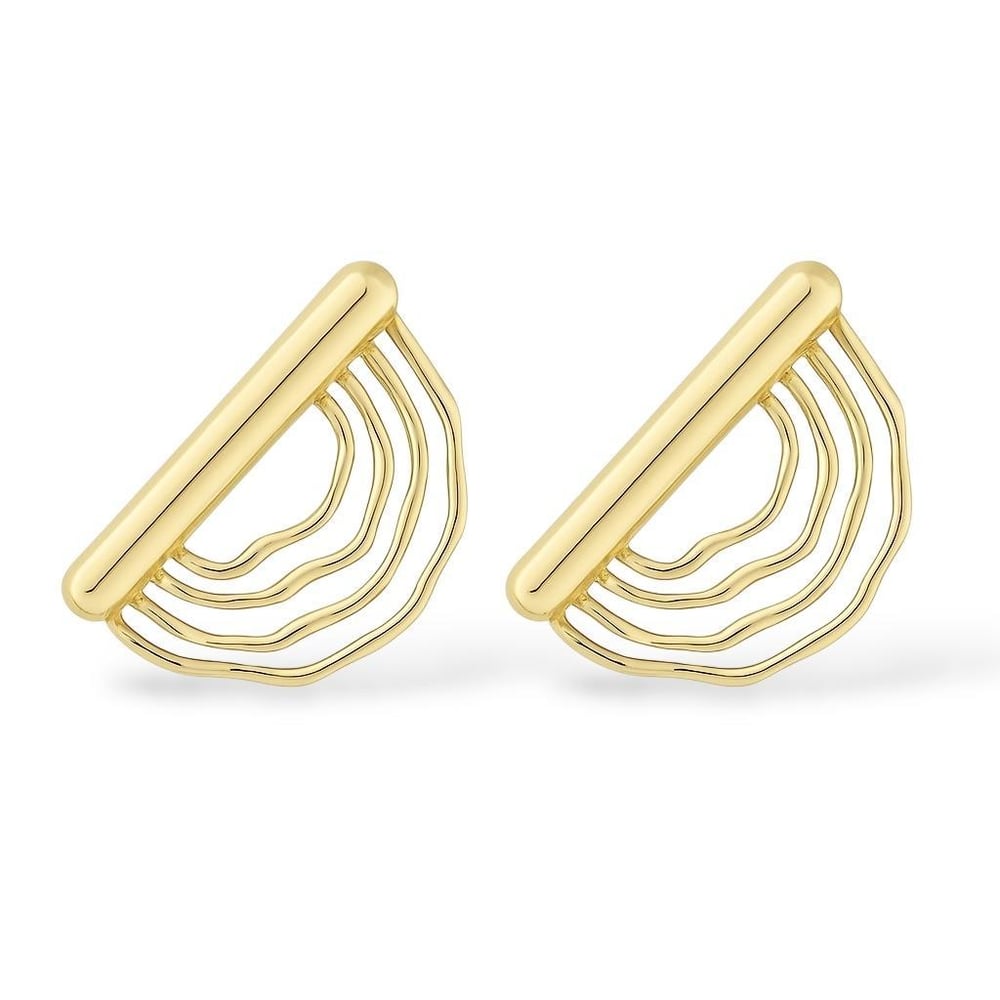 Geometrik Şekilli Gold Plaka Küpe