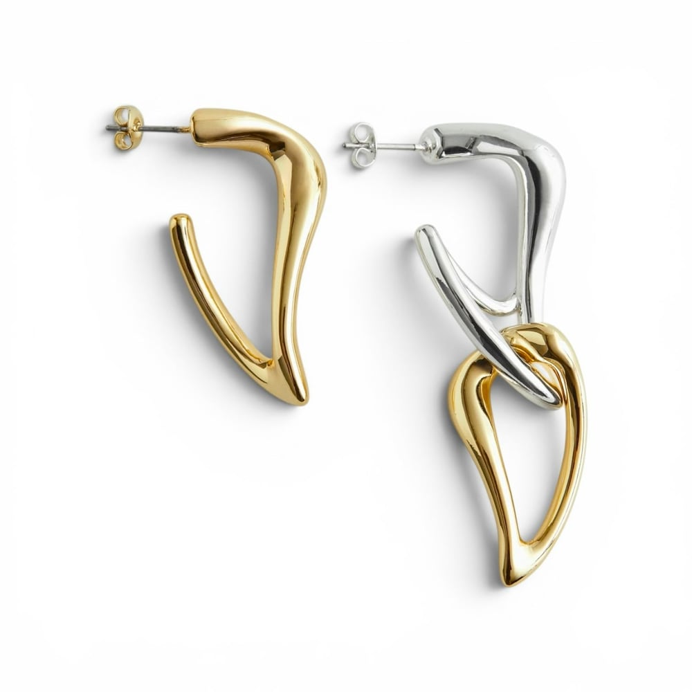 Gold - Silver Akış Küpe