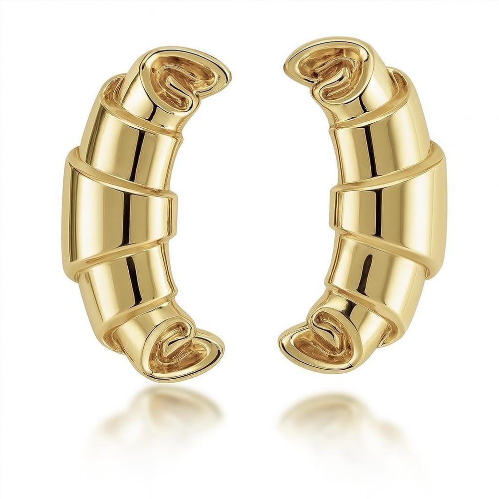 Kruvasan Tasarım Büyük Gold Küpe (7cm)