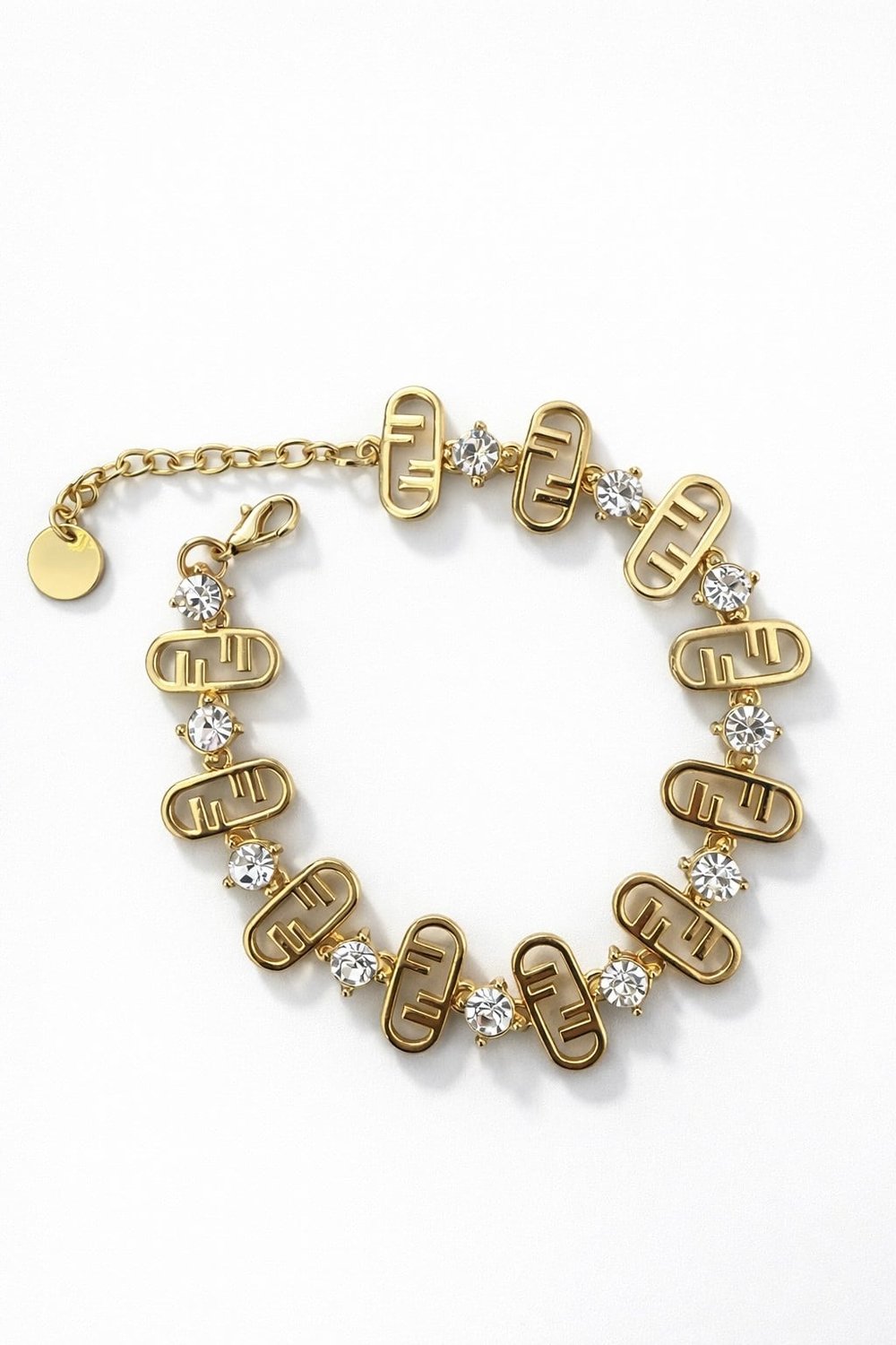 Marka Logolu Taşlı Gold Bileklik