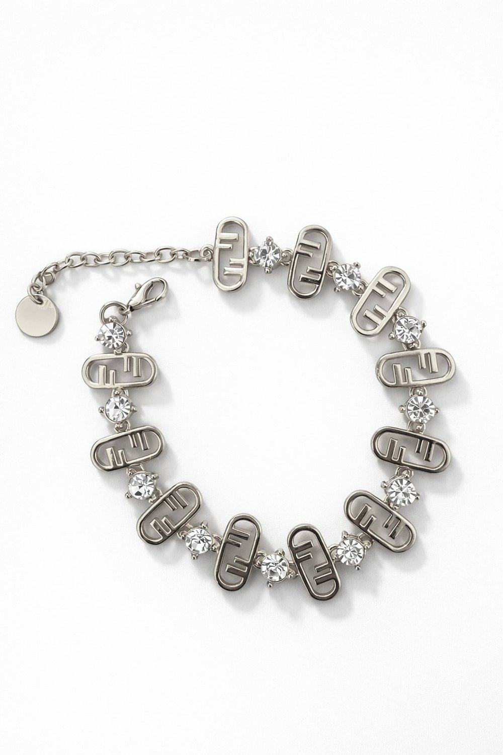 Marka Logolu Taşlı Silver Bileklik