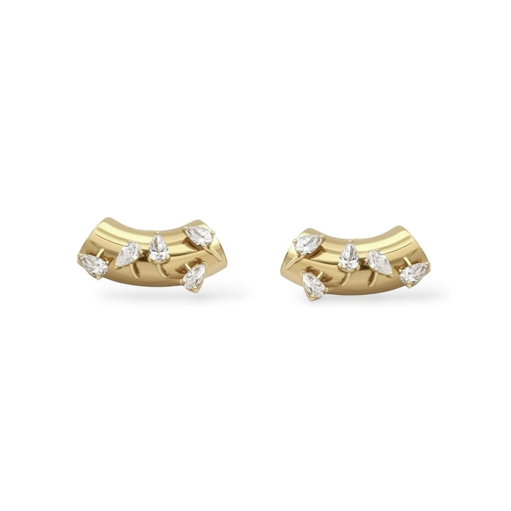 Rain Damla Taşlı Gold Küpe
