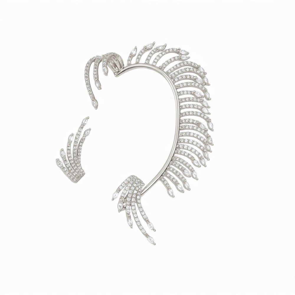 Silver Zirkon Taşlı İğneli Ear Cuff