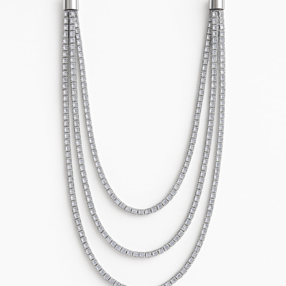 Taş Yapıştırmalı 3 Sıra Kolye