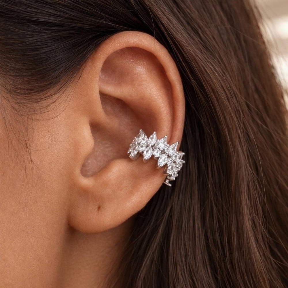 Zirkon Taşlı Silver Ear Cuff