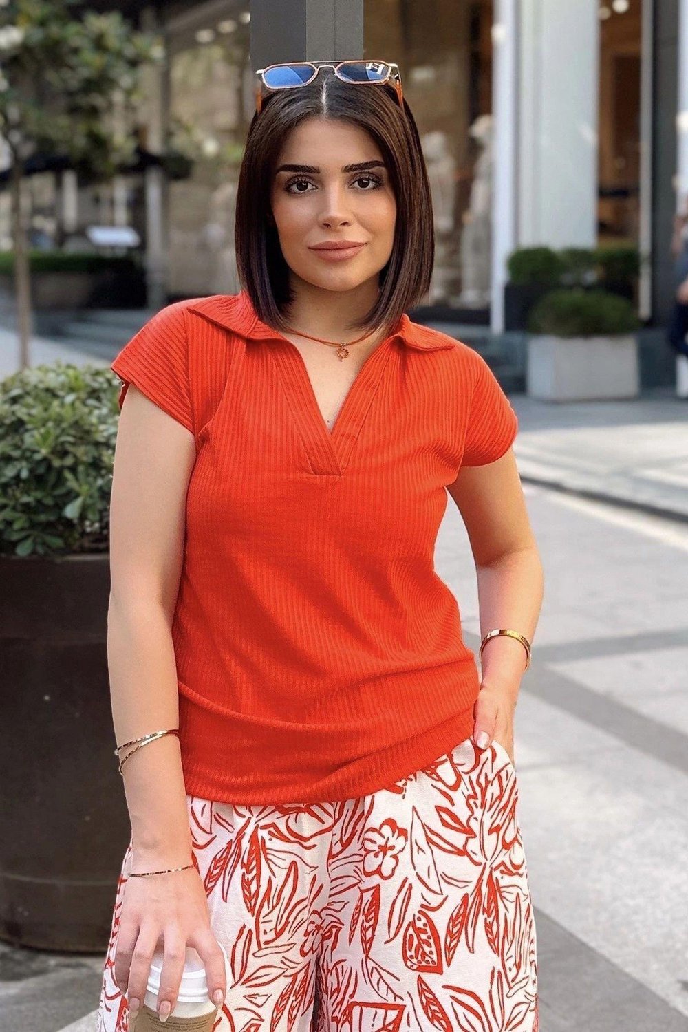 Kadın Fitilli Polo T-Shirt - 700-2879