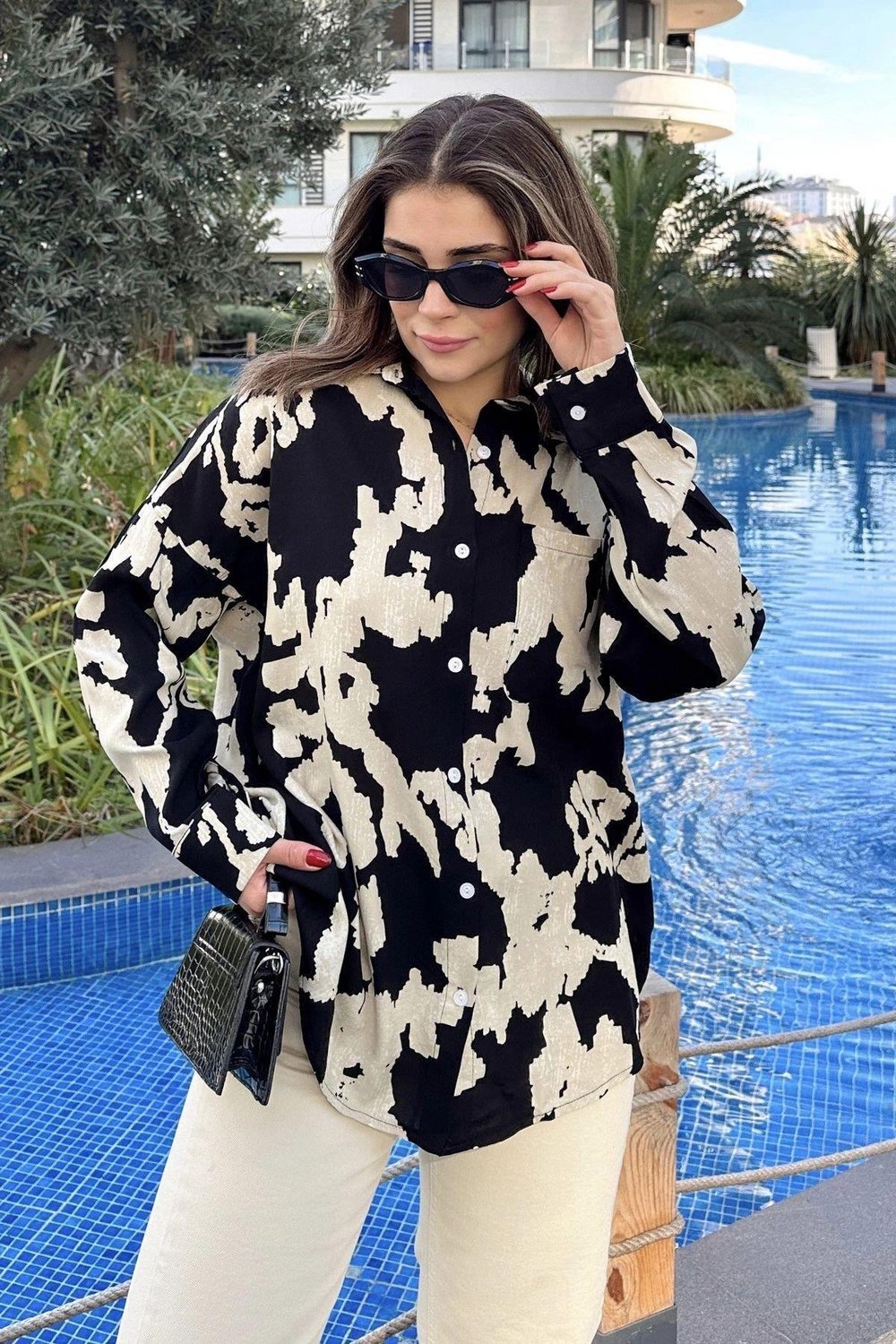 Kadın Siyah Gömlek - 700-3457