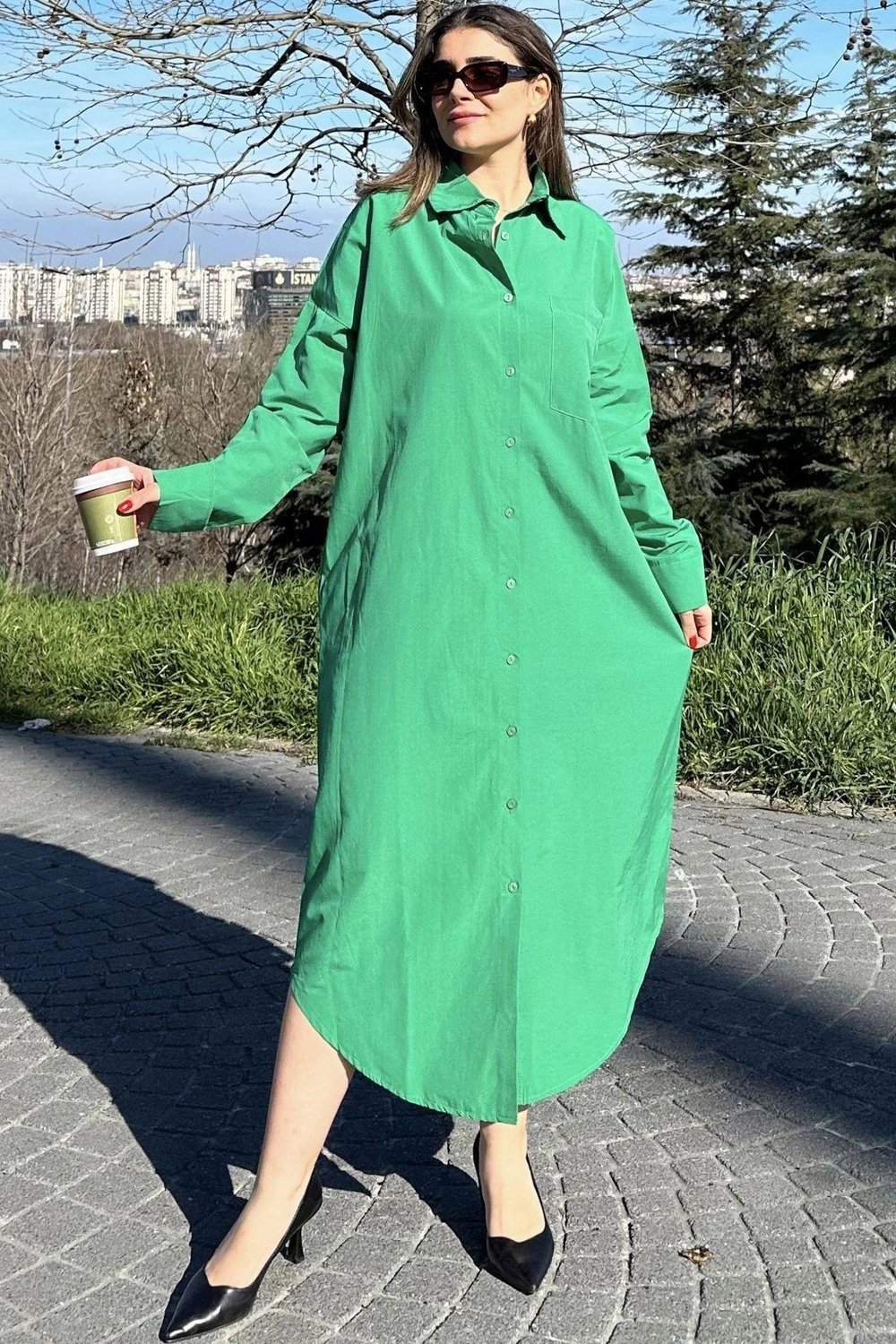 Kadın Yeşil Elbise - 700-3555