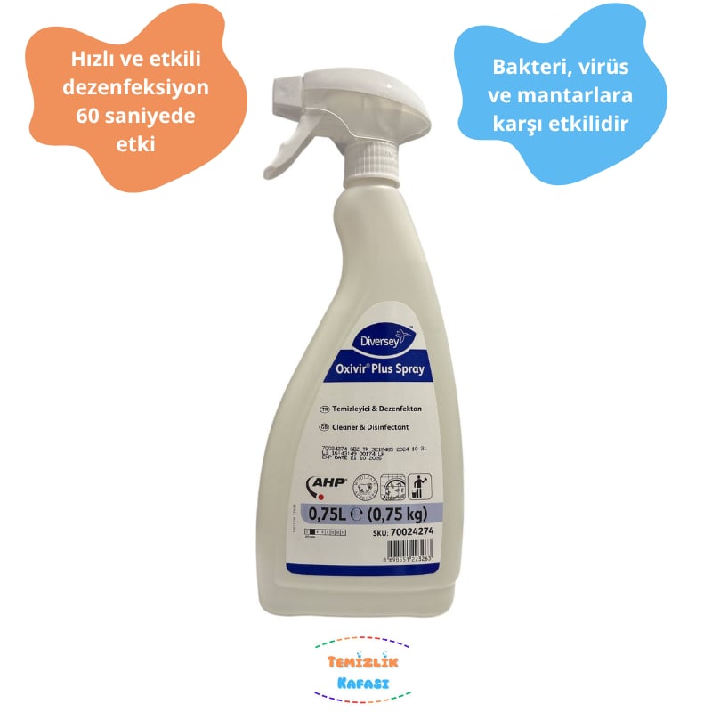 Diversey Oxivir Plus Sprey 0.75L | Yüzey Temizleyici ve Dezenfektan