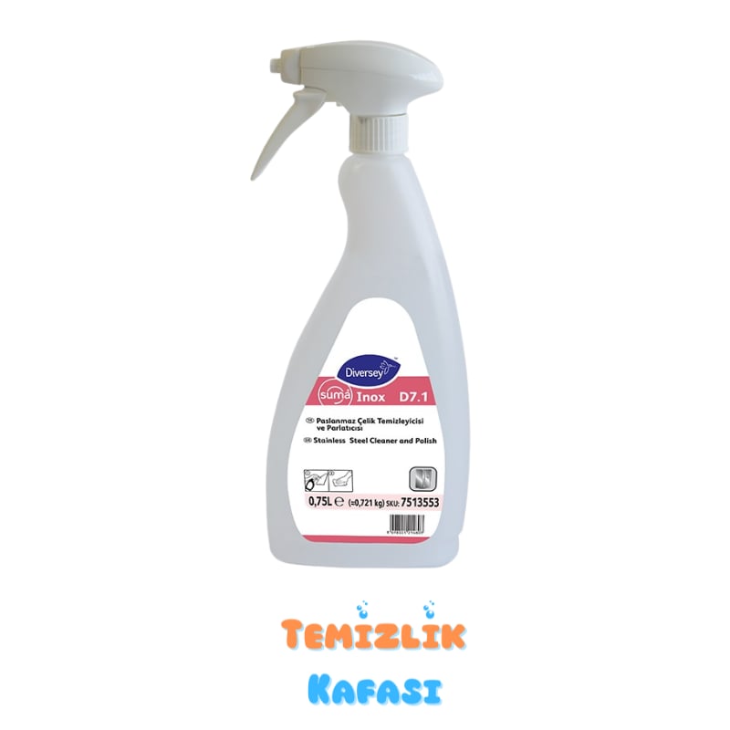 Diversey Suma Inox Classic D7.1 Paslanmaz Çelik Temizleyici ve Parlatıcı 0,75 L