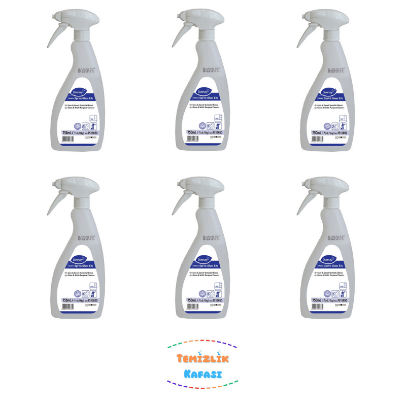 Diversey Suma Sprint Glass D2.3 Cam ve Sert Yüzey Temizleyici – 750 ml x 6'lı Set