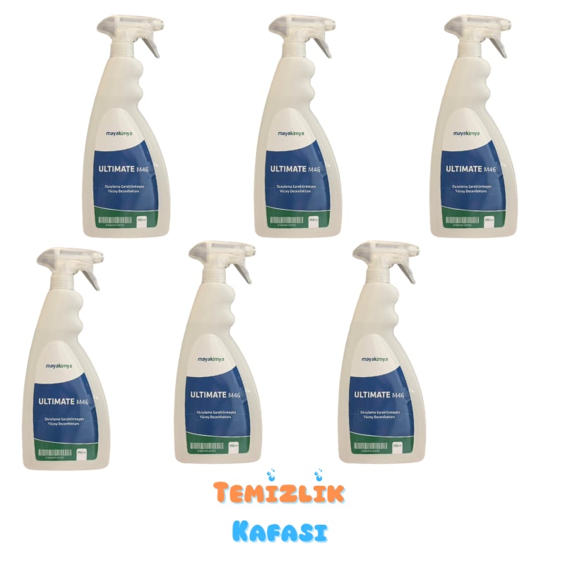 Maya Kimya Ultimate M46 Durulama Gerektirmeyen Yüzey Dezenfektanı 750 ml x 6 Adet