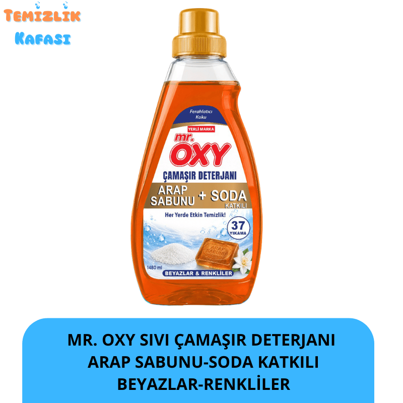 Mr. OXY Sıvı Çamaşır Deterjanı Arap Sabunu ve Soda Katkılı 1480 ml | Beyazlar & Renkliler | 37 Yıkama