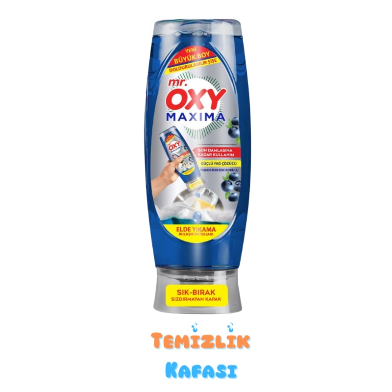 Mr. Oxy Maxima Elde Yıkama Bulaşık Deterjanı – Yaban Mersini Kokulu Güçlü Yağ Çözücü 650 Ml
