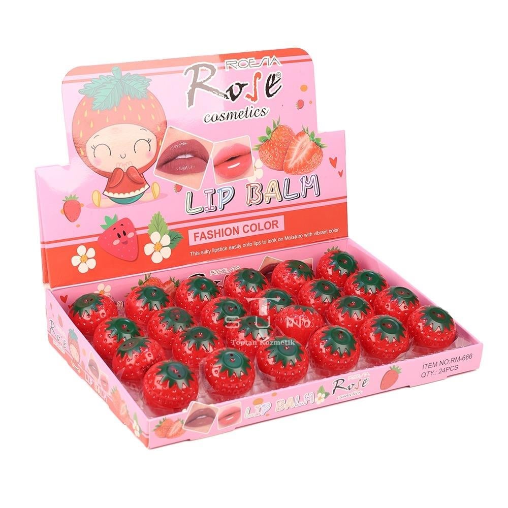Rose 24'lü Çilek Desenli Lip Balm