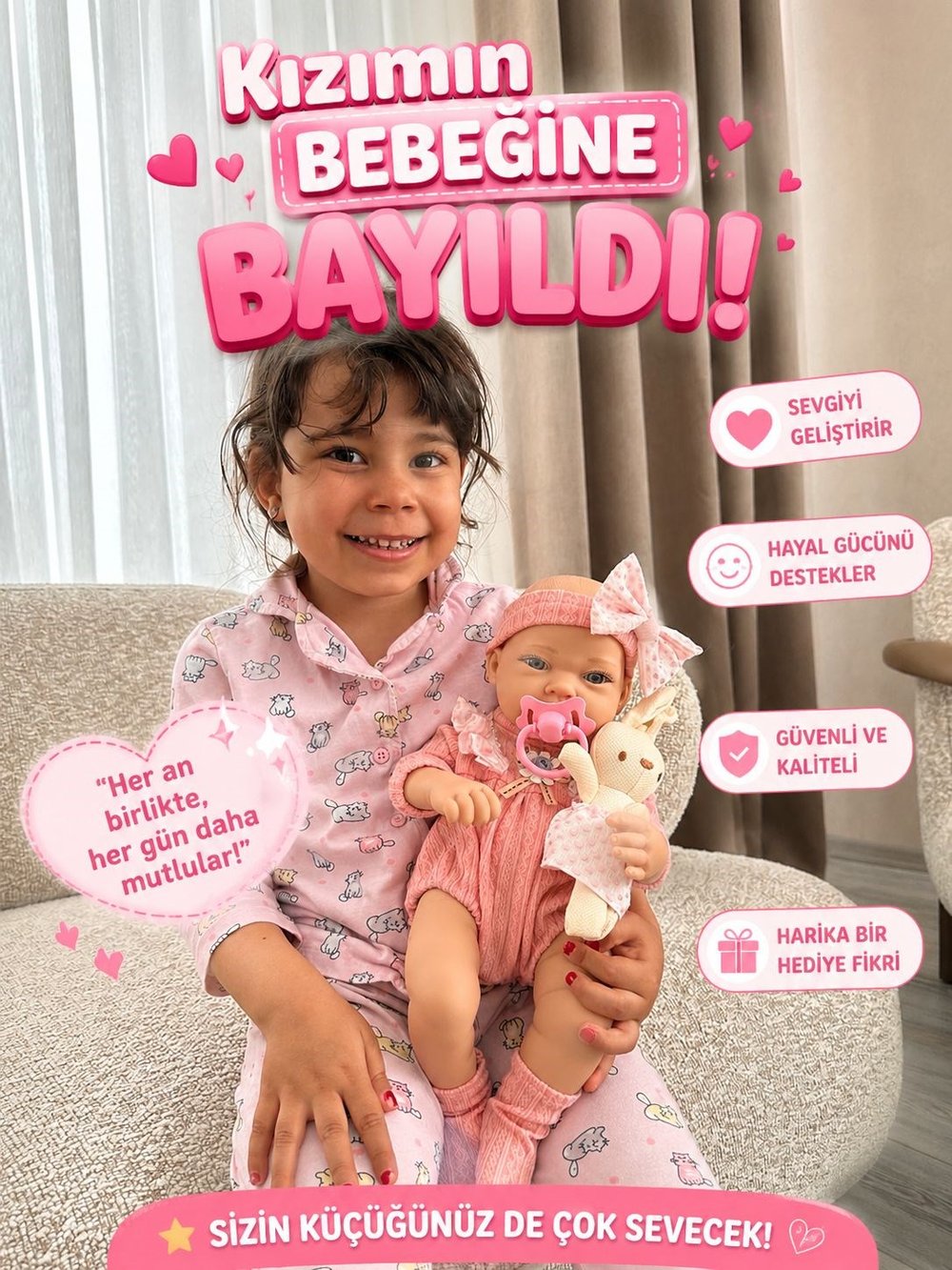 Gerçekçi Et Bebek Aksesuarlı 40 cm