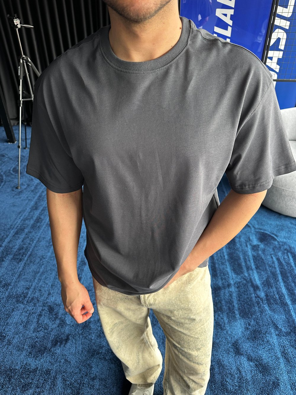 Füme Bisiklet Yaka Oversize T-Shirt