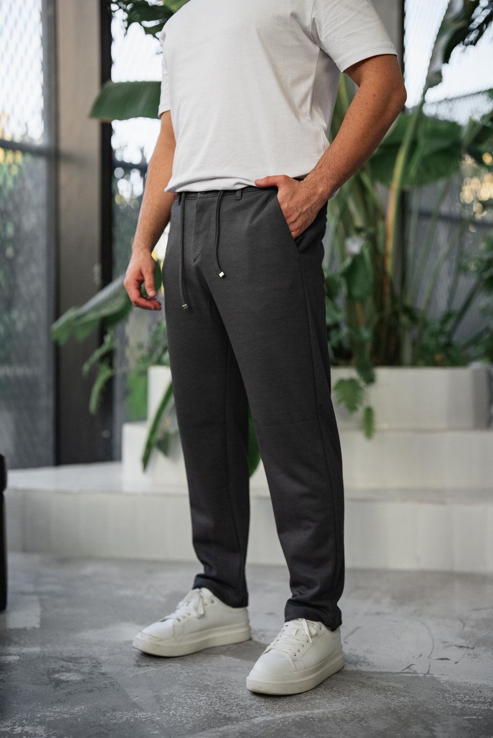 Füme Diagonel Kumaş Baggy Pantolon 