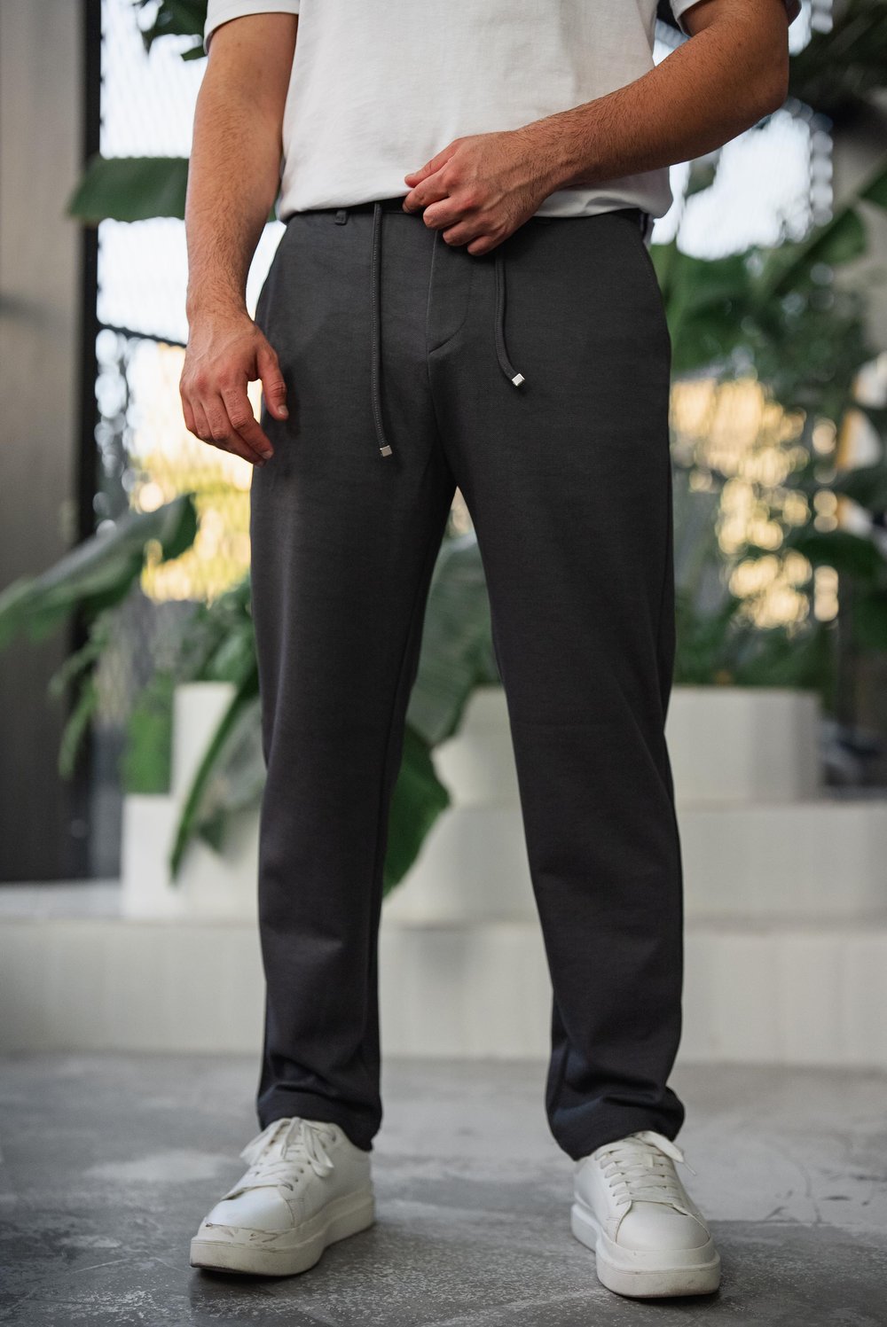 Füme Diagonel Kumaş Baggy Pantolon 