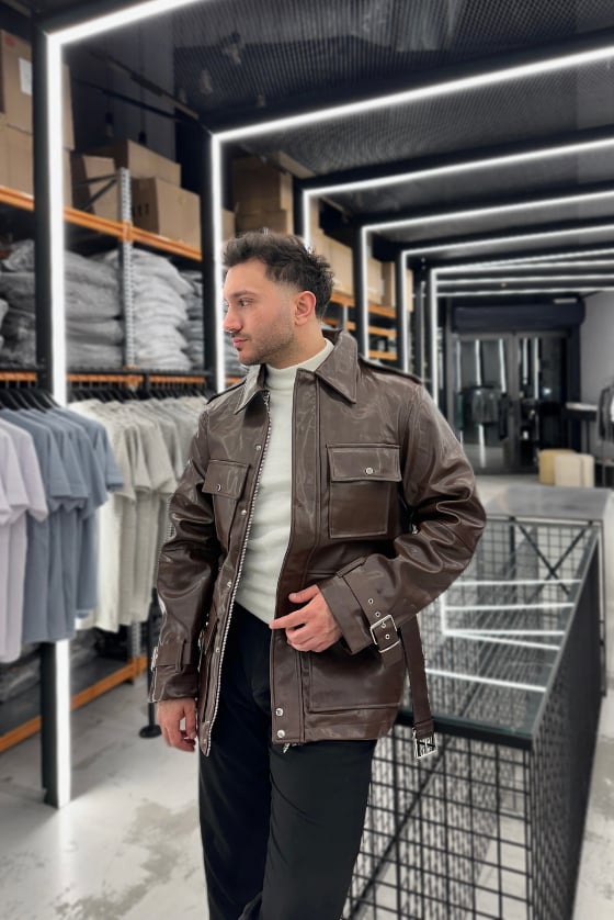 Kahve Giesto Deri Ceket
