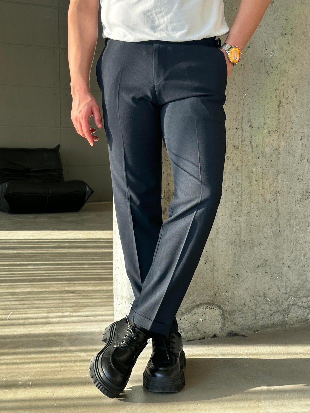 Lacivert Beli Toka Kemerli İtalyan Kesim Pantolon