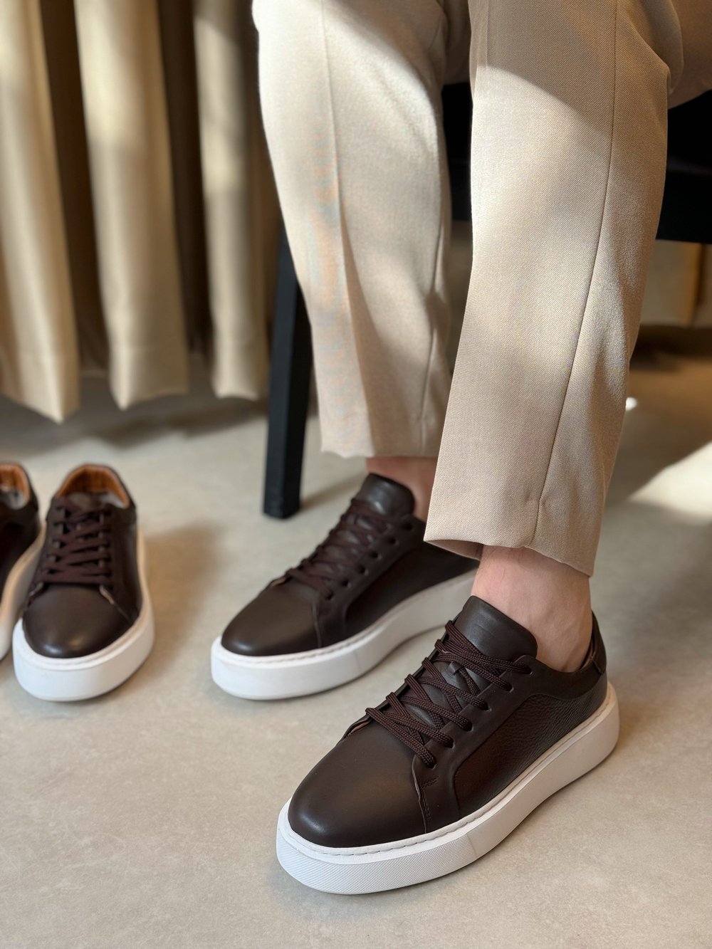 Mario Acı Kahve Hakiki Deri Erkek Sneaker