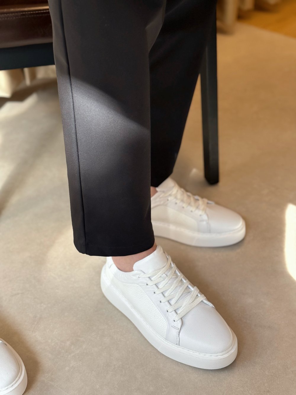 Mario Beyaz Hakiki Deri Erkek Sneaker
