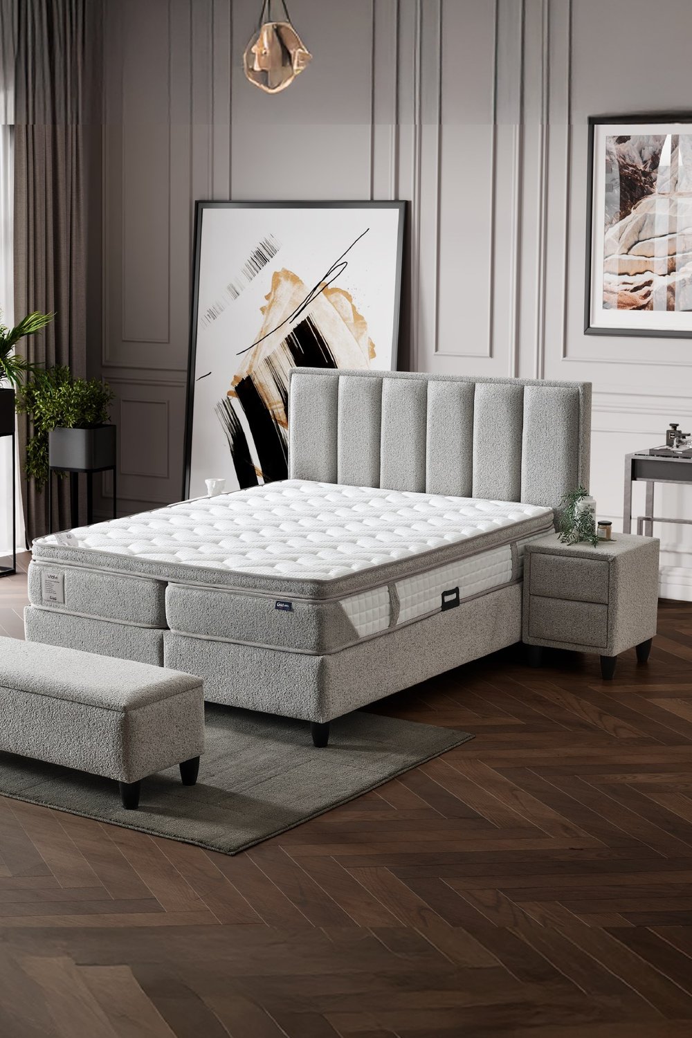 Cennet Yatak Viola Royal Deluxe 3’lü Set – Sağlıklı Uyku İçin Ortopedik Yatak, Fonksiyonel Baza ve Modern Başlık
