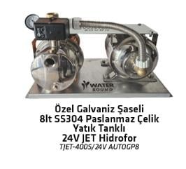 WATER SOUND TJET-400S/24V AUTO/GP8H 400W 24V ÖZEL GALVANİZ ŞASELİ 8 LT SS304 PASLANMAZ YATIK TANKLI JET HİDROFOR