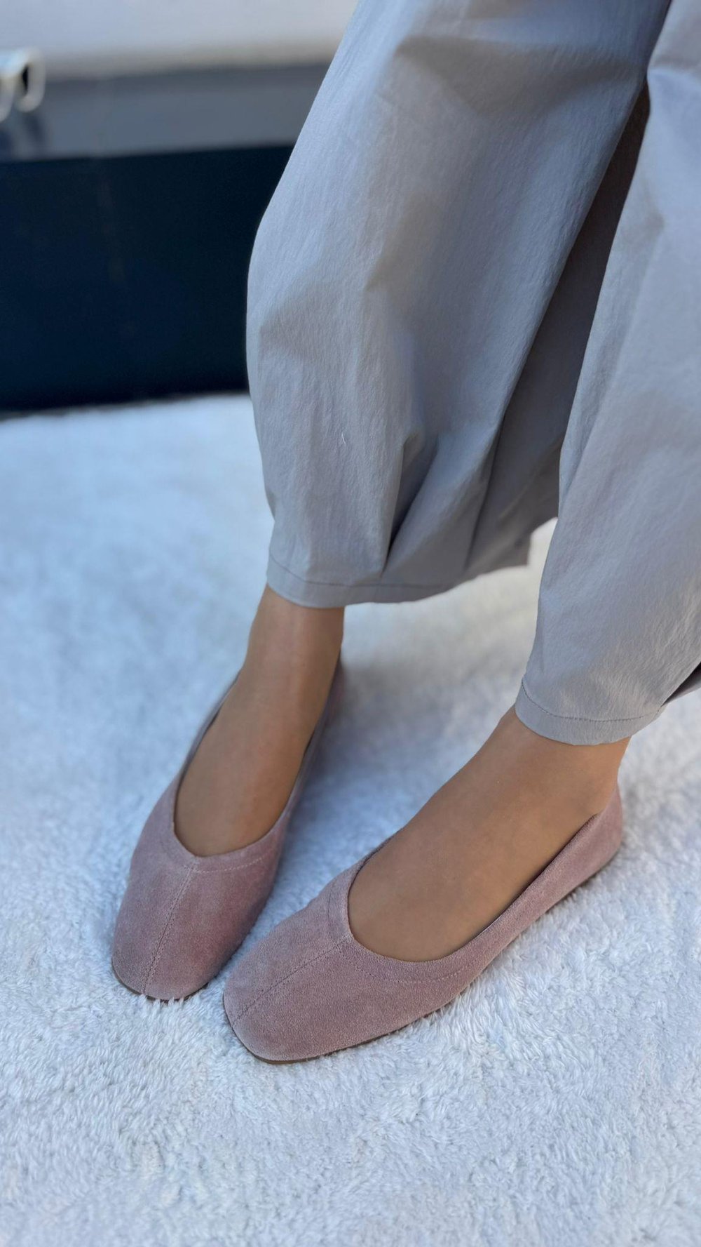 %100 Saf Deri Klasik Kadın Babet tozpembe