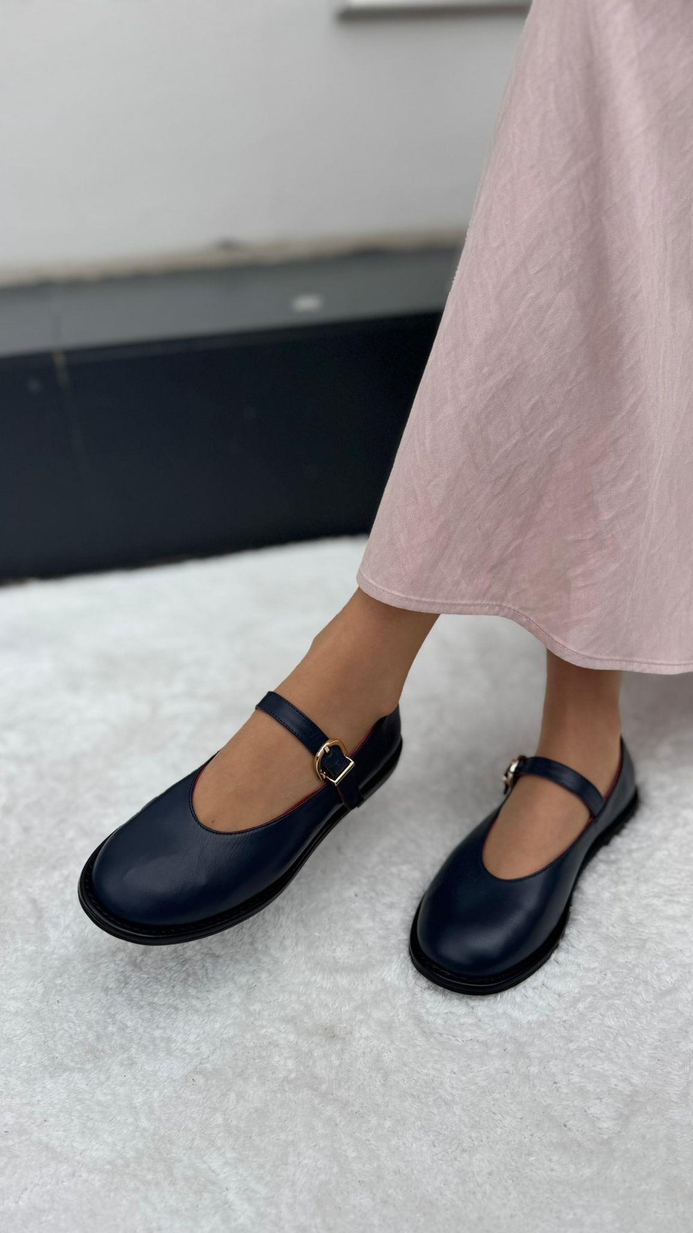 El İşçiliği Özel Seri %100 Hakiki Deri Babet Lacivert