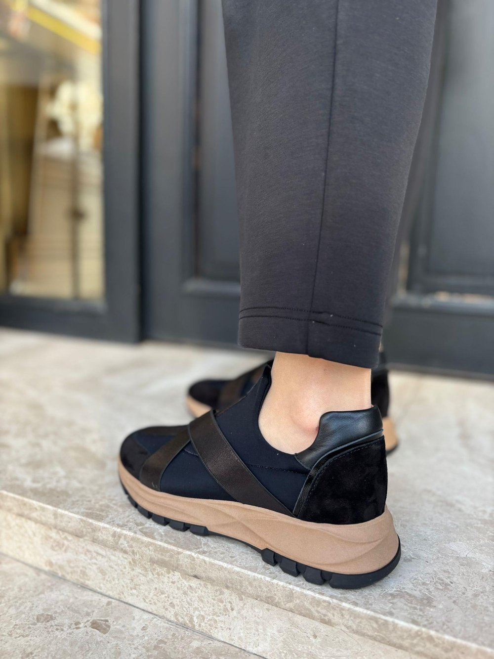 Spor Taban Özel Seri Çapraz %100 Hakiki Deri Spor Siyah